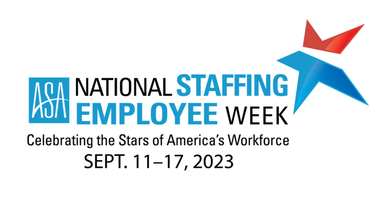 National Staffing Employee Week Logo - Celebrating the Stars of America's Workforce with the dates Sept 11-17, 2023