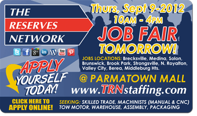 TRN Job Fair Tomorrow at Parmatown Mall in Parma, Ohio! (Thurs, Sept. 27th)