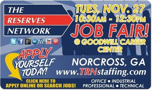 Georgia Job Seekers! Join TRN at the Goodwill Career Center (Tues, Nov. 27th)